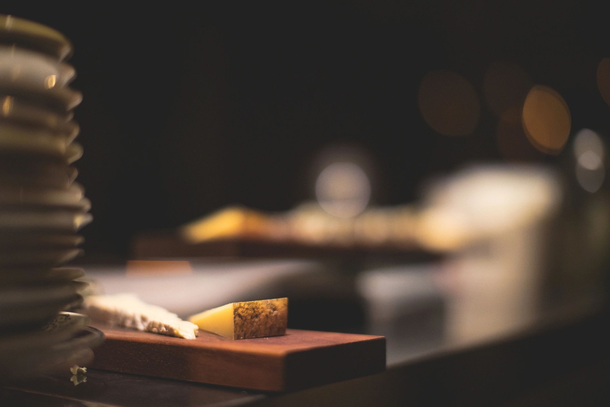 Cheese platter being prepared for catering service